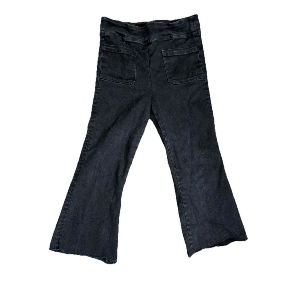 Frame Womens Cotton The Jet Set Flared Leg Ankle Slit Pants Black Size 2